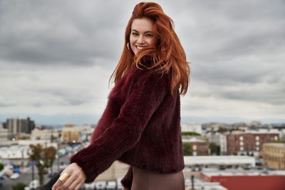 Annabelle Claret Knitted Danish Mink Fur Jacket with Fox Fur Trim