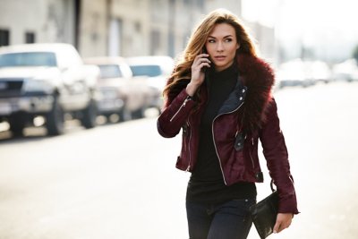 Starr Calfskin Leather Moto Jacket with Detachable Raccoon Fur Collar