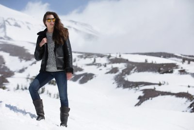 Lizzie Hooded Shearling Sheepskin Bomber Jacket