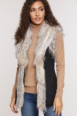 Andrea Spanish Merino Shearling Sheepskin Vest with Badger Fur