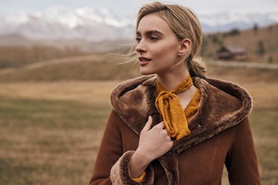 Liliana Hooded Shearling Sheepskin Coat