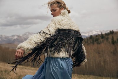 Roxy Reversible Shearling Jacket with Detachable Leather Fringe   