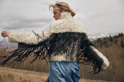 Roxy Reversible Shearling Jacket with Detachable Leather Fringe   