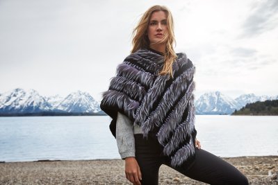 Lottie Knitted Rex Rabbit and Fox Fur Poncho