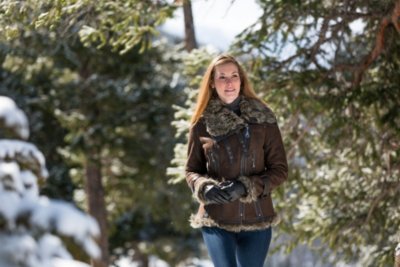 Marlo Shearling Sheepskin Bomber Jacket with Curly Lamb Fur Trim