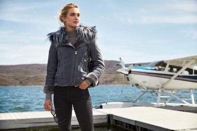 Milan Spanish Merino Sheepskin Bomber Jacket with Detachable Fox Fur Collar