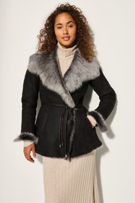 ジャケット・アウター fur belt outer gray Nathalia Toscana Sheepskin Coat | Overland