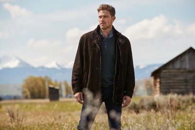 Corbin Goatskin Suede Leather Coat with Removable Shearling Lining