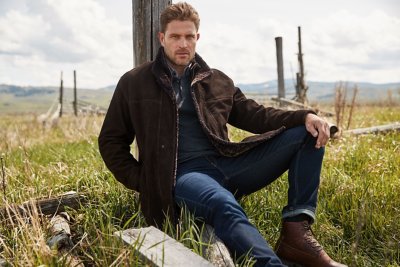 Corbin Goatskin Suede Leather Coat with Removable Shearling Lining