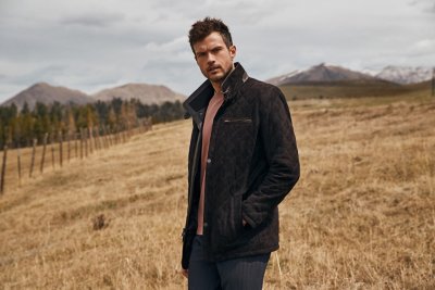 Christian Quilted Suede Leather Coat 