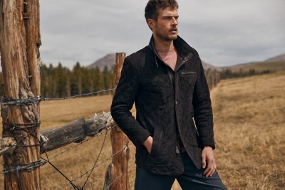 Christian Quilted Suede Leather Coat 