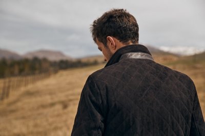 Christian Quilted Suede Leather Coat 
