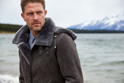 Classic Pebble Grey Edition Sheepskin B-3 Bomber Jacket