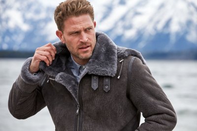 Classic Pebble Grey Edition Sheepskin B-3 Bomber Jacket