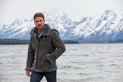 Classic Pebble Grey Edition Sheepskin B-3 Bomber Jacket