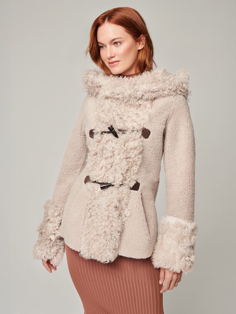 Sheepskin Reversible Hooded Long Coat