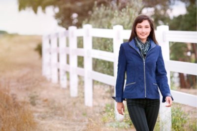 Katie Lambskin Suede Leather Jacket with Leather Trim