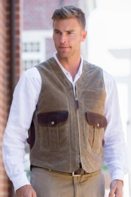Outback Waxed Canvas and Bison Leather Vest with Concealed Carry