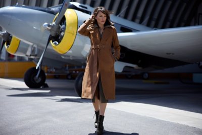 Carolyn Cognac Leather Trench Coat