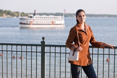 Fiona Lambskin Suede Leather Jacket