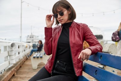Racquel Italian Lambskin Leather Moto Jacket