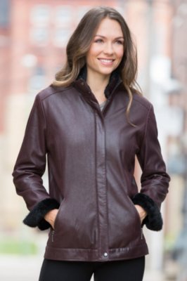 Rhoda Lambskin Leather Jacket with Shearling Collar | Overland