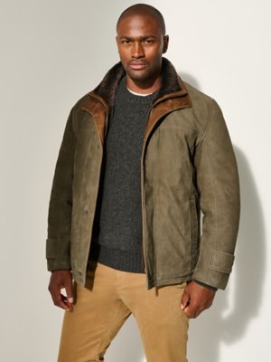 Jack Frost Olive Tundra Leather Coat with Shearling Lining | Overland