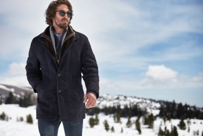 Highlands Navy Spanish Merino Shearling Sheepskin Coat