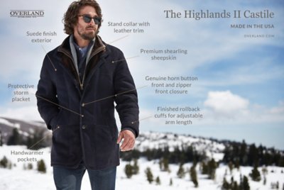Highlands Navy Spanish Merino Shearling Sheepskin Coat