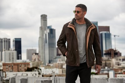 Jack Frost Leather Coat with Spanish Merino Shearling Lining - Big & Tall (48L-52L)