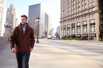 Stuart Leather Jacket with Sheepskin Trim