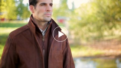 Stuart Leather Jacket with Sheepskin Trim