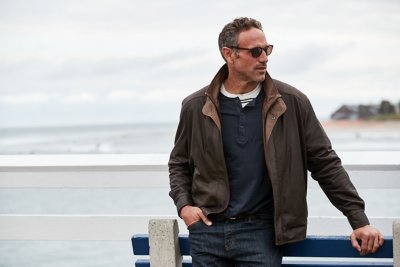 Landon Lite Leather Bomber Jacket