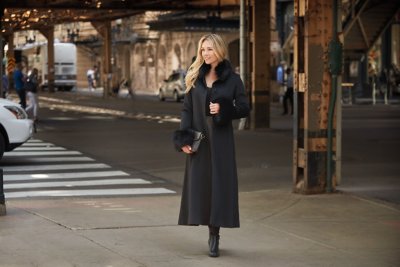 Lydia Loro Piana Wool Coat with Fox Fur Trim