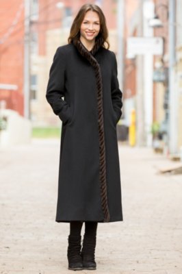 Ambrosia Loro Piana Wool Coat with Mink Fur Trim | Overland