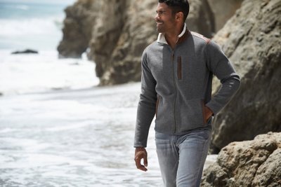 Holden Italian Wool-Blend Fleece Jacket with Leather Trim