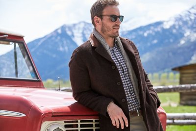 Theo Wool-Blend Overcoat with Leather Trim