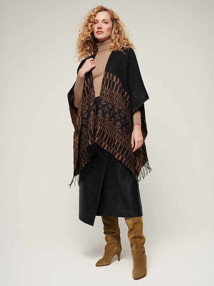 レア！AUBERGE “BLACK ALPACA MOLE SKIN” Nina Reversible Alpaca Wool Wrap | Overland