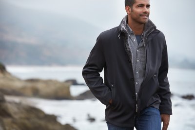 Stuart Microfiber Coat with Removable Shearling Lining
