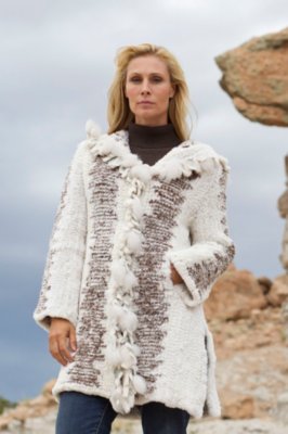Rosaline Knitted Rabbit Fur Jacket with Fox Fur Trim | Overland