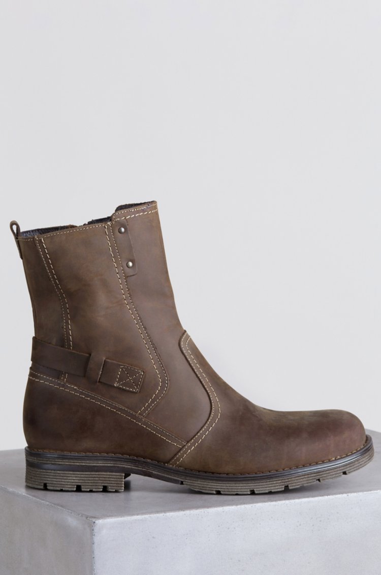 chinese dress ladies Men's Modern Wool-Lined Zip-Up Leather Boots