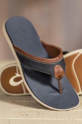 OluKai Polena 10263-DEDE Mens US 12 Flip Flop Navy Leather Slip On Thong Sandals OluKai Polena 10263-DEDE Mens US 8 Flip Flop Navy Leather  main image 3