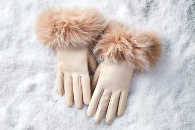 Women's Bellis Cashmere-Lined Lambskin Leather Gloves with Fox Fur Trim