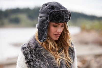 Spanish Shearling Sheepskin Convertible Trapper Hat