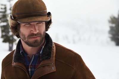 Shearling Sheepskin Cadet Cap with Snap Flaps