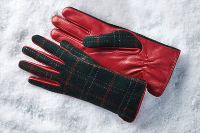 Women's Zinnia Wool-Lined Lambskin Leather and Wool Gloves