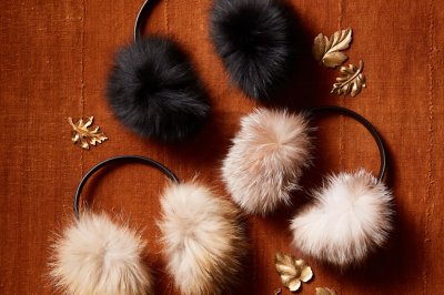 Fox Fur and Lambskin Leather Earmuffs