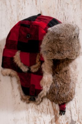 Buffalo Check Rabbit fur Aviator Amazon.com: Buffalo Check Rabbit Fur Aviator Hat - S Red  main image 3