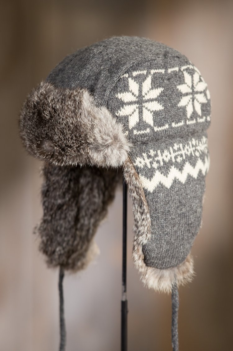 Snowflake Wool Trapper Hat with Rabbit Fur Lining | Overland
