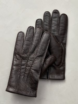 Men's Staghorn Cashmere-Lined Peccary Leather Gloves | Overland